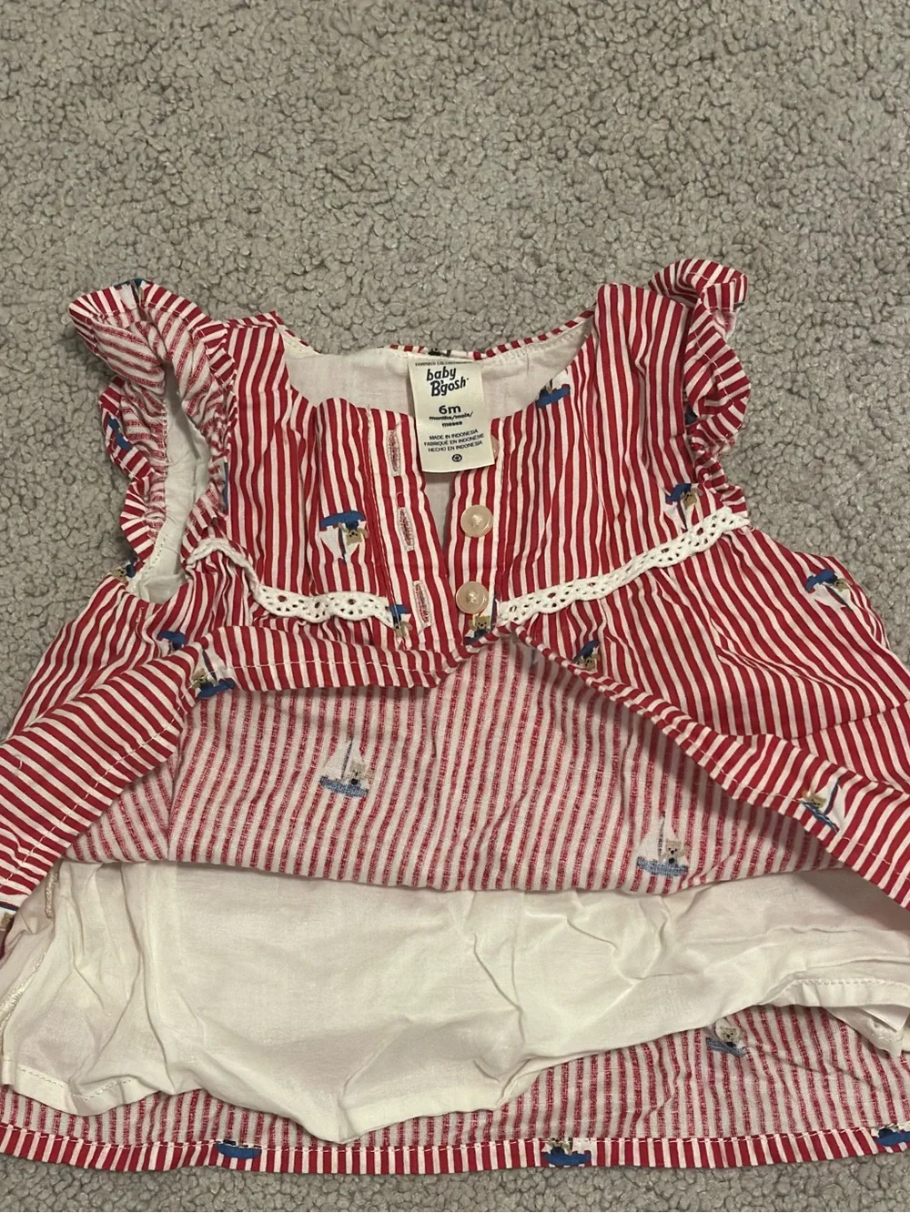OSHKOSH Red & White Striped Ruffle Top with Matching Bloomers